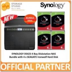 SYNOLOGY 4-Bay Diskstation DS423 Bundle with 4 x 4TB Seagate Ironwolf Hard Disk. Singapore Local 3 Years Warranty 